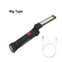 라이트 바 무선 LED바 COB LED 손전등 휴대용 USB 충전식 5 모드 자동차 작업 조명 마그네틱 토치 캠핑, 02 Big 1PC