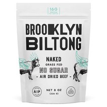 Brooklyn Biltong 브루클린 빌통 공기 건조 풀 사료 소고기 스낵 남아프리카 육포 전체 30 승인 팔레오 케토 글루텐 프리 설탕 미국산 8온스. 가방벌거벗은, Naked