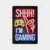 네온간판 네온조명 레트로 틴 로그인 네온 아트 게이머 보이 게임 그림 그리기 홈 거실 장식 독특한 금속 사인 보드, [01] 20x30cm, [23] 13