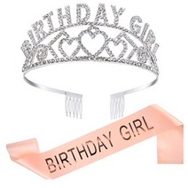 앤드유 생일 티아라 왕관 머리장식 어깨띠 세트 생일파티 장식 소품 파티용품, 1세트, 타입 3