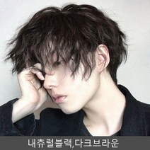 스타일리쉬 머리숱보충 남자 파마 가발 펌스타일 웨이브 미용 패션 코디 쉬운착용, 다크브라운, onesize