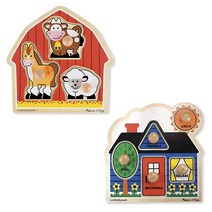 Melissa & Doug 점보 나무 손잡이 퍼즐 세트 모양/헛간, Shapes Barn