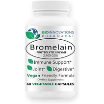 미국직구 바이오 이노베이션 약제 브로멜레인 단백질 파인애플 효소 2400 GDU 1000mg GI 트랙트 영양소 흡수 60비건캡, 수량, 상세참조