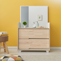 [5천원★즉시할인][바스포르] 편백나무원목 2단 800 전도방지 서랍장 화장대, 내츄럴화이트