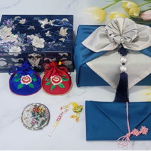 예단사랑 애교예단 풀세트 목단 자개함 예단함, 1개, 청색