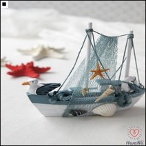 휴양지느낌 축제소품 모형조개 파란바다 갈매기선박 불가사리모형배