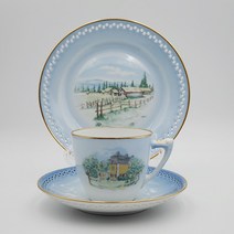 (엔틱빈티지) 로얄코펜하겐 빙앤그뢴달 투각 찻잔 커피잔 트리오 (북유럽 건물1), 1개