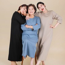 긴팔 이지 노브라 원피스 캡내장 빅사이즈 겨울원피스 실내복 홈드레스 홈웨어 5color