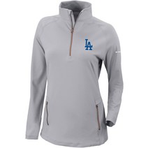 컬럼비아 Columbia Sportswear 스포츠웨어 여성 로스앤젤레스 다저스 옴니-WICK 아웃도어 나인 7부 집업 셔츠, Large_Los Angeles Dodgers, Grey