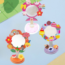 심아트 나무탁상손잡이거울 만들기 DIY 키트 어린이만들기재료 미술 수업 재료, 막대사탕