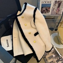 크롭 알파카 자켓 하운드 숏 밍크 퀼팅 덤블 케이프 블랙 양털