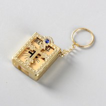 HOLYBIBLE 가죽 성경책 펜던트 목걸이 미니어쳐 납골당꾸미기 처 추모장식 FRANKLIN 키링 봉안당 이스라엘 미니 유대교 히브리어 성서 실제 종이 키 체인 읽기 가능 패션, 3.B gold