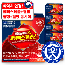 연세 세브란스케어 써큐맥스 플러스 블러드케어 X5 혈행 혈당 혈압 콜레스테롤 면역기능 영양제 코엔자임 코큐텐 홍국 아연 바나바잎 은행잎 추출물, 6box, 60캡슐