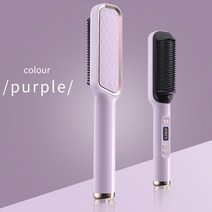 미용실고데기 뽕고데기 자동고데기 다기능 헤어 스트레이트너 빗 안티 데임 브러시 빠른 가열 세라믹, 04 Purple_02 EU