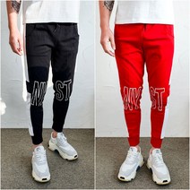 NY ST 뉴욕 프린트 면 스판 조거팬츠 트레이닝 바지