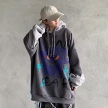여성 후리스 후드집업 하라주쿠 빈티지 긴 소매 후드 스웨트셔츠 풀오버 코트 여성용 어 버전 대형