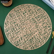 DFMEI 도금식패드 pvc 단열식탁패드 방수 펀칭라인 식당용 양식패드, 핑크골드(원형팔각선)*2pc, 지름 38cm