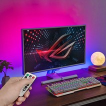 5V LED바 USB 줄 RGB 스트립 감성 홈PC방 컴퓨터 인테리어 붙이는 틱톡조명세트, 일반형, 1.5m