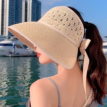 아웃사이즈 XBG8042 여름 비치 밀집 프라햇 벙거지 돌돌이 리본 모자