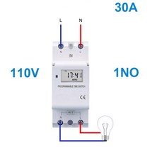 24시간 타이머 콘센트 전자 주간 7 일 프로그래밍 가능 THC15 AC220/230/240V 30A 디지털 LCD 전원 가능한 시간 스위치 릴레이 UL Li, 06 30A110V1NO, 06 30A110V1NO