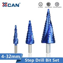 xcan 금속 드릴 4-32mm hss 나노 블루 코팅 스텝 드릴 비트 드릴링 도구 hss 금속 나무 구멍 커터 스텝 콘 드릴 469