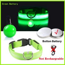 강아지 리드줄 목줄 충전 목걸이 펜던트 분리형 밝은 고양이 밤, 39.Green Button Battery - M Ne