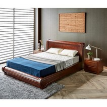 더젠 (이태리라텍스매트포함)브람스 천연무늬목 매립형 퀸침대(퀸사이즈/협탁별매/도장제품), 월넛