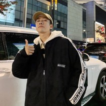 후드 패딩 남 겨울 패션 패치 박시 패딩 멋스럽게 레터링 피케 레드