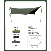 탄색 브라운 육각 헥사타프 블랙코팅 타프 캠핑용품, 다크그린-19m2(6~15인용)