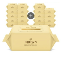 브라운 프리미엄 옐로우 저자극 엠보싱 아기물티슈 리필형, 72매, 20팩