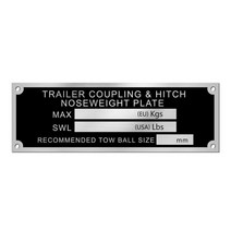 빈 또는 새겨진 알루미늄 태그 트레일러 커플 링 및 히치 Noseweight 플레이트 Towbar 볼 자동차 상자 섀시 RV 캠핑 부품 액세서리 버드와이, Blank