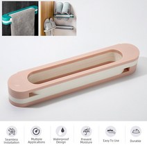 Foldable 4-in-one Self Adhesive Shoes Rack Multifunctional Wall-mounted Slipper Retractable Bathroom, [03] Pink-A