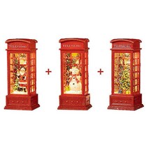 크리스마스 워터볼 랜턴 LED 무드등 워터 스노우볼 인테리어소품 선물 눈사람+트리+산타 1+1+1개, 전화부스(산타+눈사람+트리)