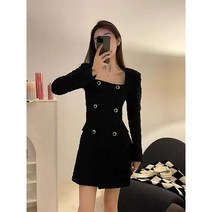 수입 트위드 정장 미니 원피스 상견례 옷차림 수지 더블 단추 스퀘어 넥 서예지 피로연 결혼식 예복 블랙 하객 키작녀 돌잔치 빅 사이즈