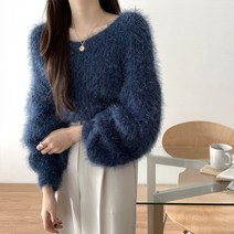 [가을신상/6color] 오버핏 가을 여리핏 앙고라 브이넥 솔잎 니트