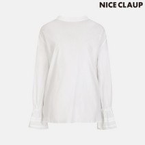 나이스클랍 소매 러플 포인트 하이넥 블라우스 A204PWBA02_강서점