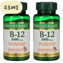 시아노코발라민 비타민B 1000mcg B12 200개입 2개 [미국 직배송], 200정, 200정