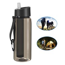 650ml 야외 물 필터 병 서바이벌 캠핑 여과 짚 정수기 하이킹 여행 22oz