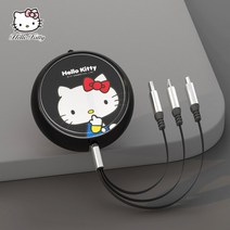 헬로키티 3in1 충전 케이블 안드로이드 애플 C타입 5핀, 클래식 블랙