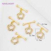18K 리얼 골드 도금 꽃/하트/오각형/나비 모양 지르콘 토글 걸쇠 세트 diy 목걸이 팔찌를 만들기위한 OT 버클