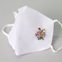 하율공방 4계절 시원하고 숨쉬기편한 모시 꽃자수 마스크 어린이용