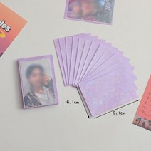 케이팝 카드 슬리브 아이돌 사진 카드 보호 게임 보관 가방 61x91mm 20C 하트 블링 홀더 50 개, Purple