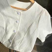 더핑크 / [더핑크] 아서 소매 셔링 퍼프 크롭 린넨 자켓