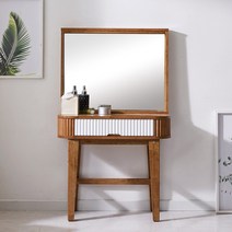 공간사이 델루나 템바보드 원목 화장대, 월넛화이트(bs1027)