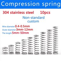 10pcs SS304 스테인레스 스틸 압축 스프링 두께 0.4mm 0.5m 미니 가정용 유지 보수 도구 하드웨어 액세서리, 5mm, 5mm