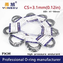 오링 o-ring 2 개/몫 FKM 불소 고무 O-링 씰 CS3.1mm OD41/42/43/44/45/46/47/49/50*3.1mm ORing 가스켓 링 씰링 와셔, 41x34.8x3.1mm, 2pieces, 3.1mm