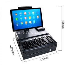 WiFi POS » 156 LCD 모니터 금전 등록기 58mm 영수증 프린터 및 서랍 바코드 QR 스캐너 Al in One153091, 2G 32G WiFi_AU 플러그