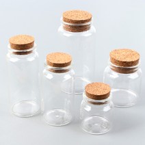 코르크 마개 유리병 공병 유리통 다용도 비즈공예 액세서리 소품 수납 인테리어 중형 대형, 코르크 마개 원형 유리병, 37x40mm