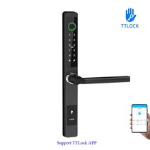 지문자물쇠 지문 인식 스마트 자물쇠 TTLock APP 방수 비밀 번호 카드 도어 잠금 다리 컷 알루미늄 합금 야외 끌어 오기 슬라이딩 도어에 대 한, TTLock Black A_8530