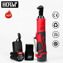 전동 라쳇 렌치 18V 임팩트 무선 충전식 전기 3/8 인치 직각 래칫 드라이버 너트 공구 세트 도구 핸드 헬드 그립감 스피드 조절 가능 강력한 led 라이트 대용량, 01 18vEU1 Battery